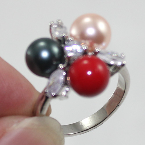 Anillo de moda de 8 mm Mar del Sur Perla/Jade Piedras Preciosas Cuentas Redondas Mujeres AAA - Imagen 17 de 23