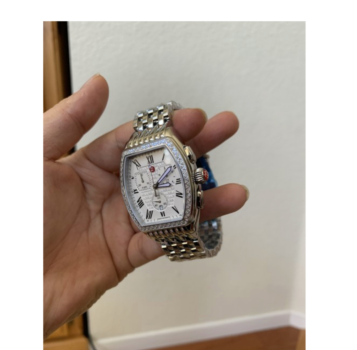 New ! Michele Releve Silver Diamond Watch Michele Meggie Stainless Steel Diamond Watch MWW33B000001  main image 2