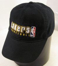 LA Lakers Basketball Hat Men Black Adjustable Vtg Cap Reebok Logoman Soft Cotton