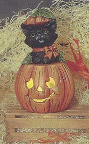 Cat & Cut Out Pumpkin Jack O'Lantern Halloween Ceramic Bisque Ready to Paint