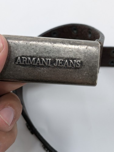 Cinturón de cuero vintage Armani Jeans marrón con tachuelas 95/110 talla 37-42 EE. UU. - Imagen 4 de 4