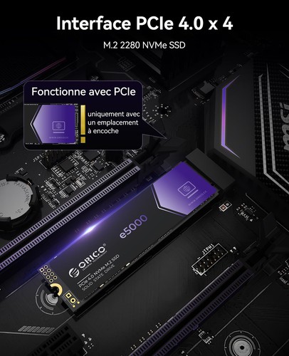 2To SSD NVMe M2 PCIe Gen4x4 SSD M.2 avec 5200MB/s en Lecture 3600MB/s en écri... - Afbeelding 5 van 7