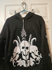 black skull zip up hoodie