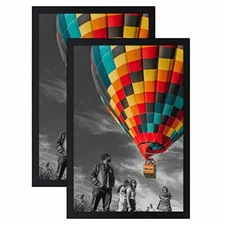 2 Pack 12x18 Black Poster Photo Frame Horizontal/Vertical Wall Mount Plexiglass