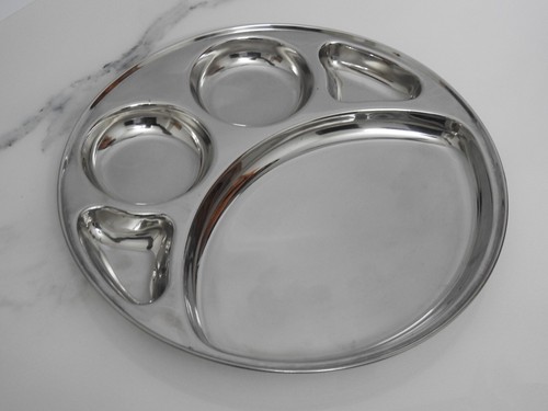 Stainless Steel Lunch Dinner 5 in 1 Plate Traditional Food Camping Plate 2 Piec - Picture 6 of 6