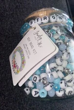 Jewelry Made By Me DIY Bead Kit Jar. Strong jar, Turquoise Colors