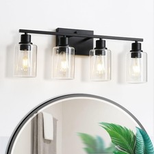 4-Light Bathroom Light Fixtures, 27" Modern Vanity Lights over Mirror with Clear