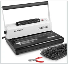 MAKEASY Coil Spiral Binding Machine - Manual Hole Punch - Electric Coil Inser...