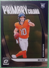 Bo Nix Rookie Card Primary Colors 2024 Panini Donruss Optic #4 Denver Broncos