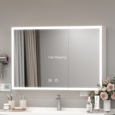 Spiegelschrank Bad mit LED Beleuchtung 90cm Bad Zimmer Spiegel Schrank Weiß