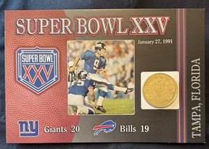 Danbury Mint NFL Super Bowl 25 XXV Flip Coin Giants vs Bills