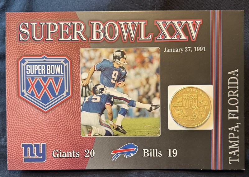 Danbury Mint NFL Super Bowl 25 XXV Flip Coin Giants vs Bills
