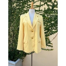 Ruth Young for Basler bright yellow wool blazer anchor gold tone enamel buttons