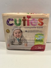 Cuties Complete Care Baby Diapers Unisex Size 3 16-28 Lbs Disp. Heavy Absorb 36