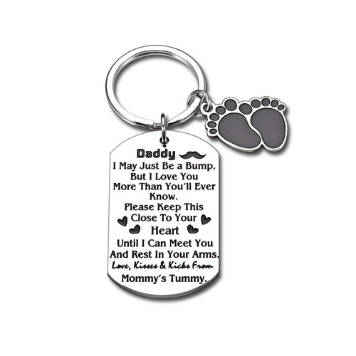 New Dad Gift Keychain for Men Father Day New Daddy to Be Gifts for Husband Bo...