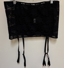 Vintage Crown-ette Black Rose Lace Garter Open Bottom Girdle Style 066 Sz 42/6X
