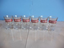 6x Smirnoff shot glasses vodka used rare small mini Cheers bar logo vintage