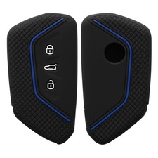 kwmobile Car Key Cover Compatible with VW Golf 8 3 Button M, black / blue