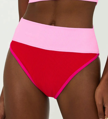 NEW BEACH RIOT GUMDROP EMMY COLORBLOCK BIKINI SWIMSUIT SWIM BOTTOMS SZ L