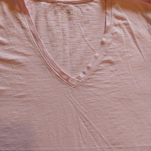 Lilly Pulitzer Women's Etta V-Neck Top Short Sleeve Pima Cotton Pink Sz XXS - Picture 3 of 8