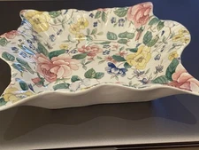 Vintage St George Floral Chintz Tea Bag Sweet Meat Trinket Pin Dish Bone China