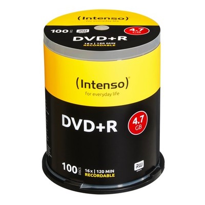 Intenso DVD+R 4,7 GB, DVD-Rohlinge 16fach, 100 Stück