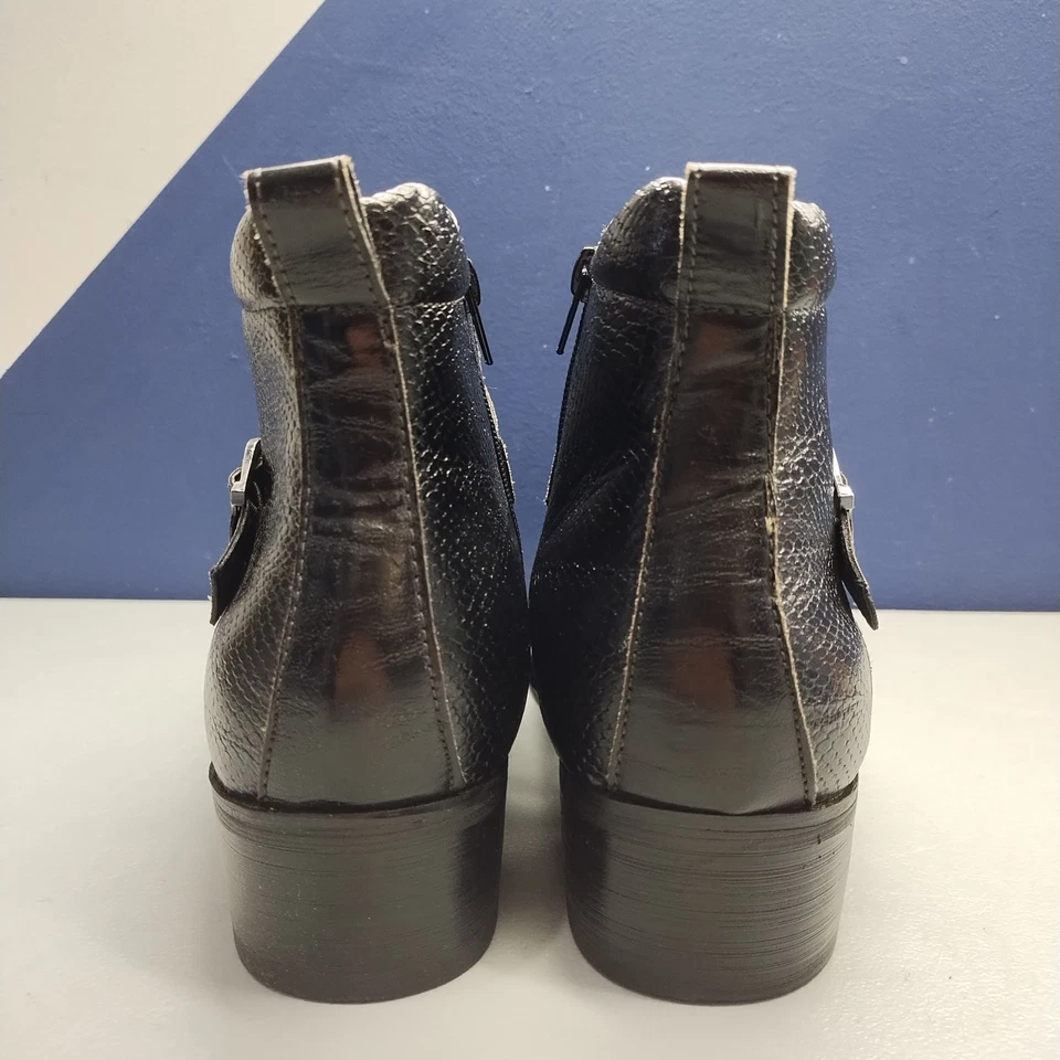 Botas de vestir Delli Aldo hasta el tobillo para hombre EE. UU. 9 negras punta cuadrada cremallera lateral M3-606001 Foto 4 de 4