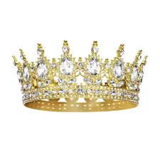 Onedor Gold Crown for Women Crystal Rhinestone Tiara Queen Headpiece for Wedding