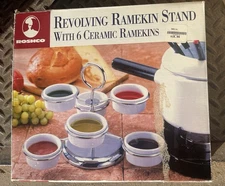 Roshco Ramekin stand w/6 Ceramic Ramekins ~ New UnOpened - Fondue