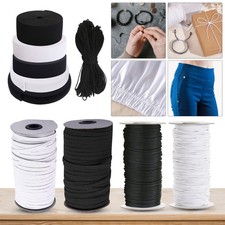 Round/Flat WHITE Elastic BLACK Elastic Cord 1mm-75mm Sewing Elastic Face Mask