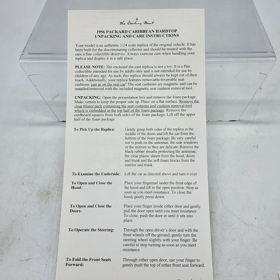 1/24 Danbury Mint 1956 Packard Caribbean Hardtop Dover White Diecast w/ Title - Image 2 of 4