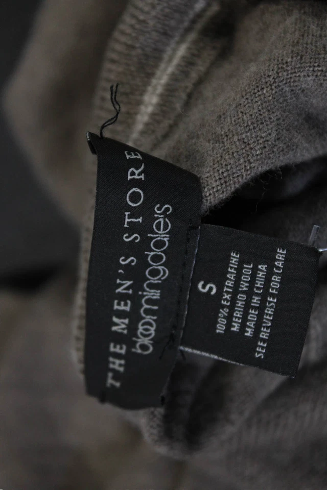 Bloomingdales The Mens Store Mens 1/2 Zip Collared Sweater Brown Size S - Image 4 of 4