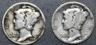 1934-PD 10C MERCURY SILVER DIME 2 Coins KM# 140 Grade: VG+ A6641