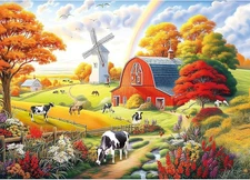 1000 Piece Puzzle for Adults, Puzzles Adults 1000 Pieces, Fall Farm Cow... 