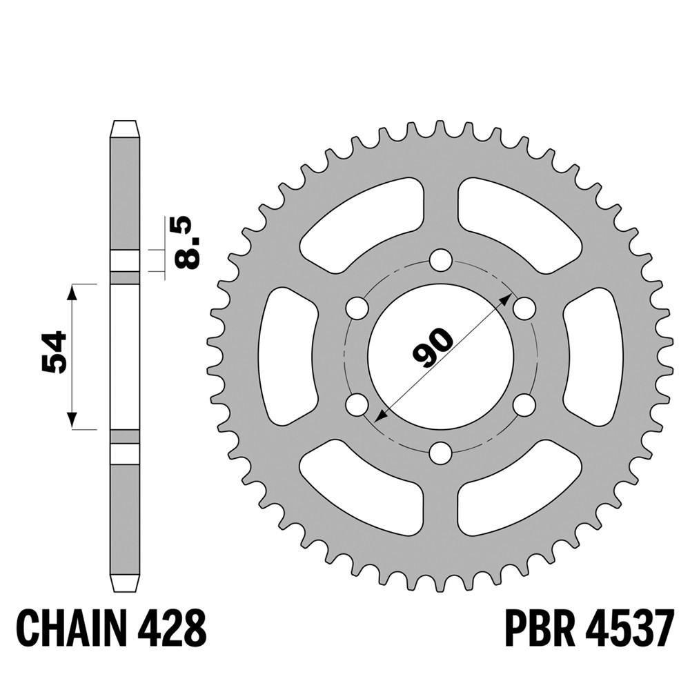 Pignon arrière 48 dents Malaguti X3M 125 2008 PBR en fer contre l'usure de chaîne