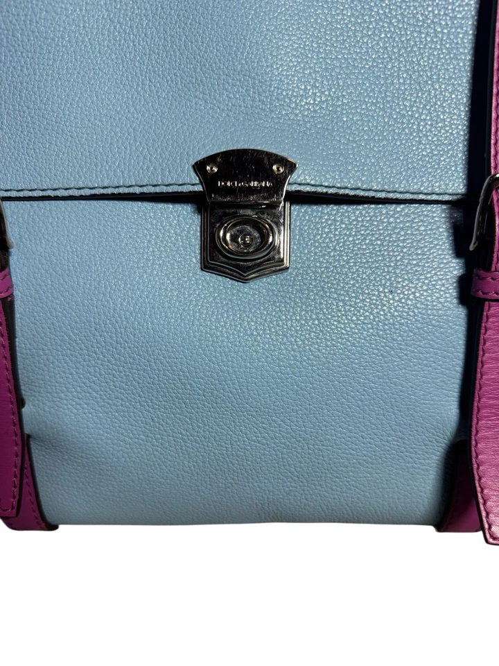 Mochila Maletín Dolce & Gabbana Cuero Azul Fucsia Borde Cuero Foto 2 de 4