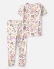 NWT carters 2 packs Baby Girl Butterfly 100 Cotton Snug Fit 2-Piece Pajama Set