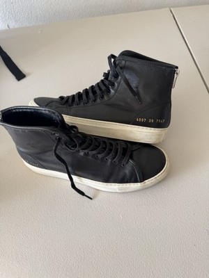 Common Projects Men Black Achilles High Top Sneaker  Size EU 39/US 6.5 W 8.5