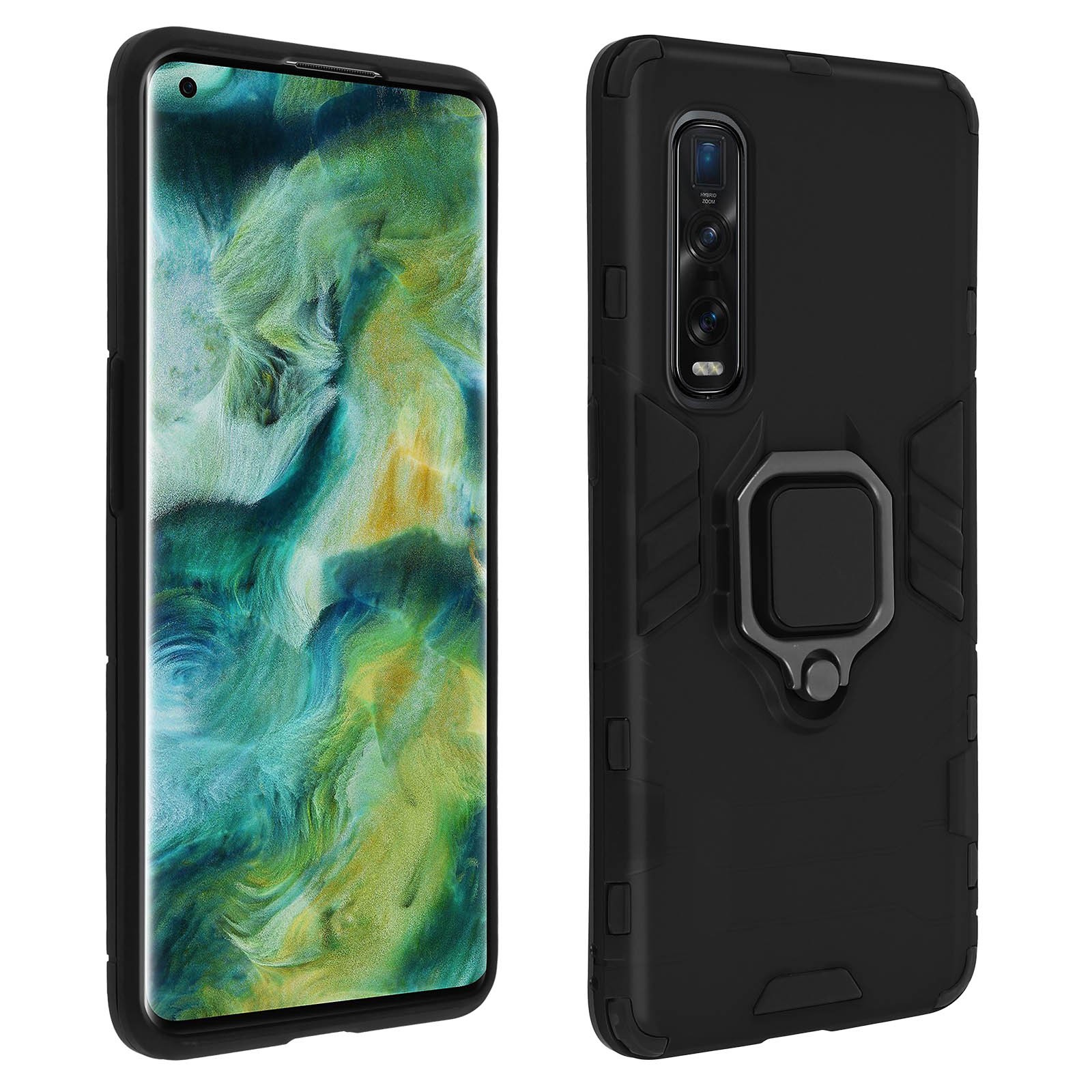 Protection Oppo Find X2 Pro multicouche antichoc avec anneau rotatif et support magnétique