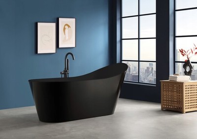 BRAIDER MEMORIA Freistehende Badewanne Acryl Standbadewanne Schwarz 150 x 75 cm