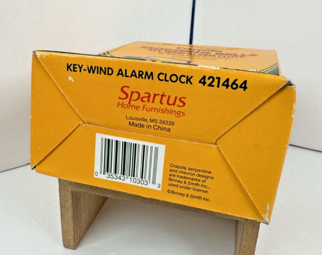 Crayola Morning Bells 7" Key-Wind Alarm Clock by Spartus - VNTG New in Open Box!