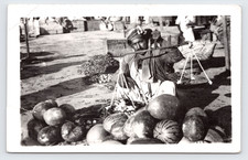 1956 Karachi Fruit Vendor RPPC Pakistan Street Market Scene