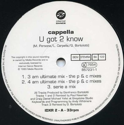 Cappella - U Got 2 Know (Revisited) (12'')