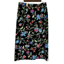 NEW NWOT Talbots Petites 6P Black Floral Tropical Artsy Summer Formal Skirt