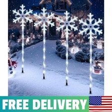 4 Pack Solar Snowflake Pathway Lights, White Christmas Yard Decor
