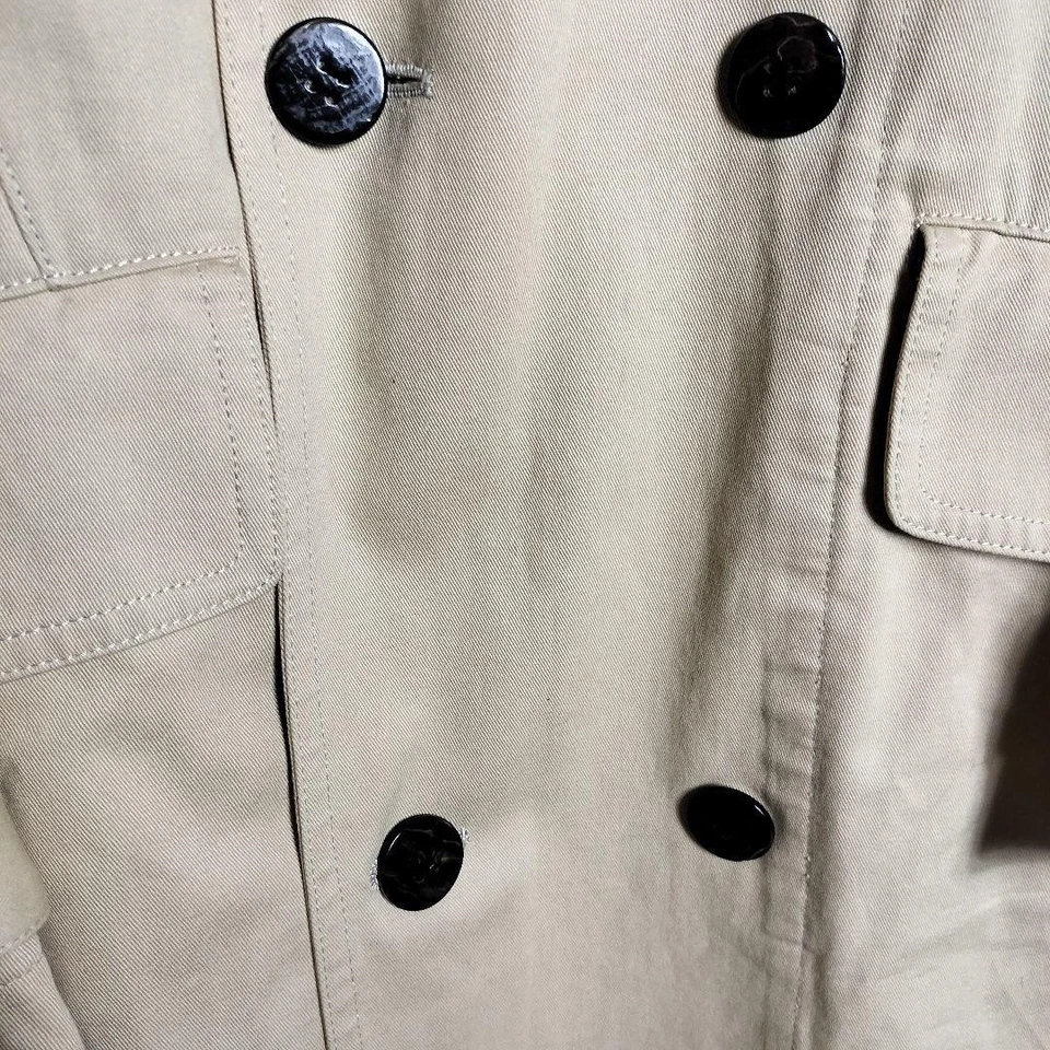 TRINCHERA LARGA USADA YOHJI YAMAMOTO SABIA, DOBLE BOTONADURA, ALGODÓN, BEIGE BUENA Foto 3 de 4