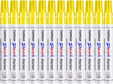 Yellow Permanent Paint Pens Paint Markers - 12 Pack Oil Based Markers, Quick Dry
