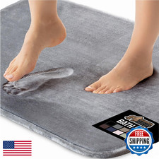 GORILLA GRIP Memory Foam Bath Rug, Soft Absorbent Velvet Mat, 60x24, Graphite Gr