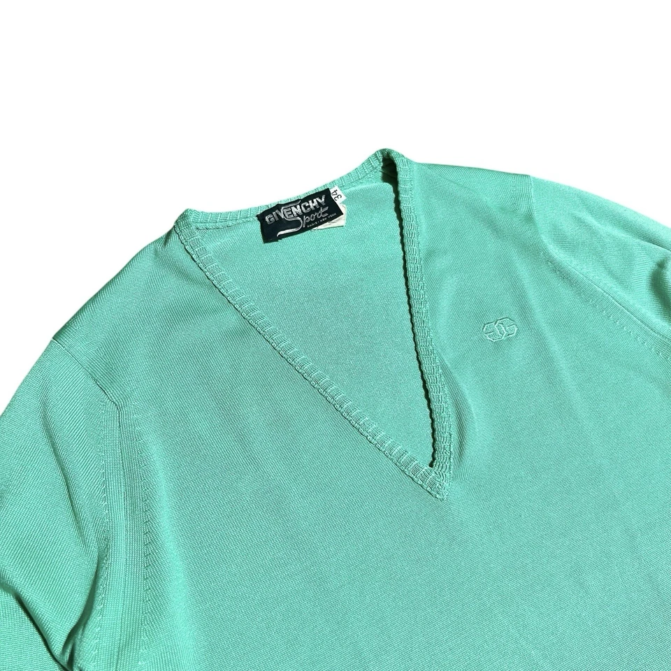 Givenchy Sport Vintage Cuello en V Manga Larga Top/Camisa Mujer’s 34 Suéter Verde Foto 2 de 4