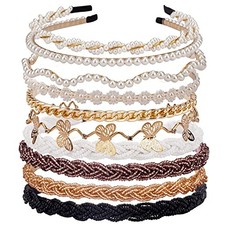 LYroo Cute Pearl Headbands Beaded Headband Metal Head Bands No Slip Mix color-2